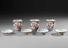 THREE JAPANESE  IMARI CUPS WITH FOUR COVERS, 18TH CENTURY