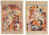 TWO MINIATURES DEPICTING DRAMATIC BATTLE SCENES, QAJAR, 19TH CENTURY