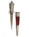 AN OTTOMAN DAGGER WITH SILVER PRECIOUS STONE INLAID HILT, OTTOMAN TURKEY, 18TH CENTURY