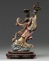 A Chinese polychrome-decorated ivory figure of a maiden