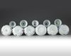 A group of eleven Chinese blue and white cups and saucers