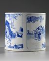A large Chinese blue and white 'narrative' brush bot, bitong