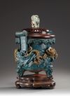 A LARGE CHINESE FAHUA DRAGON TRIPOD CENSER, 16TH CENTURY