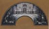 A fan design depicting a Moorish patio surrounded by flowers