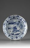 Blue and White Lotus-shaped Plate