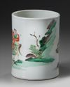 A Chinese famille verte brush pot, bitong