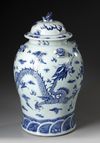 A CHINESE BLUE AND WHITE DRAGON VASE, 19TH CENTURY