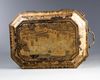 A Chinese gilt and black lacquered box and cover