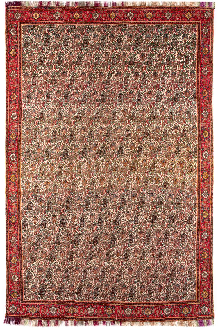 AN EXCEPTIONAL VERY FINE SILK SEVEN COLORS SENE RUG,19TH CENTURY