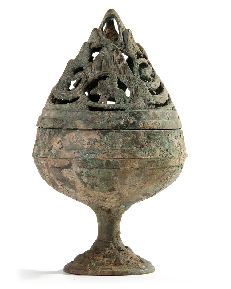 A Chinese bronze 'hill' censer and cover, boshanlu