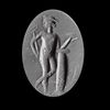 A ROMAN INTAGLIO WITH MERCURY LEANING ON A COLUMN IN BLACK JASPER, 2ND-3RD CENTURY AD