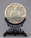 A pair of Chinese celadon jade circular table screens