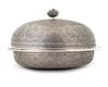 A KASHMIR SILVER DISH AND COVER, 20TH CENTURY