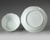 A Chinese famille rose ‘lady and boy’ lobed bowl and saucer