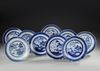 A COLLECTION OF NINE BLUE AND WHITE DISHES, 18TH CENTURY