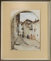 ISIDORE VAN MENS (1890-1985), A STREET IN MORELLA, SPAIN, WATERCOLOUR ON PAPER