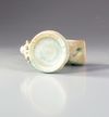 A KASHAN TURQUOISE GLAZED POTTERY OIL LAMP , PERSIA , 13TH CENTURY