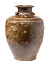A LARGE CHINESE MARTABAN OLIVE-GREEN GLAZED'DRAGON' JAR, 16TH CENTURY