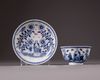 A Chinese blue and white cup & saucer