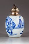 A Chinese blue and white silver mounted jar