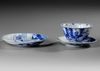 A JAPANESE BLUE AND WHITE BOWL AND TWO DISHES, 19TH CENTURY