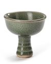 A CHINESE GUAN-TYPE CELADON STEM CUP, YUAN DYNASTY (1271-1368)