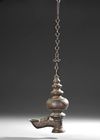 AN INDIAN TEMPLE BRONZE OIL LAMP,  DECCAN OR SOUTH INDIA, 16TH/17TH CENTURY