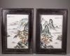 A pair of Chinese famille rose 'mountain landscape' panels