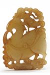 A Chinese celadon jade 'ram' plaque