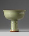 A Chinese celadon glazed stemcup