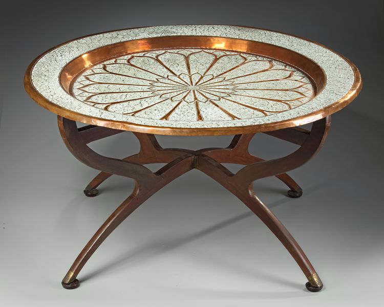 A LARGE TRAY TABLE WITH WOODEN STAND, INDIA 19TH-20TH CENTURY