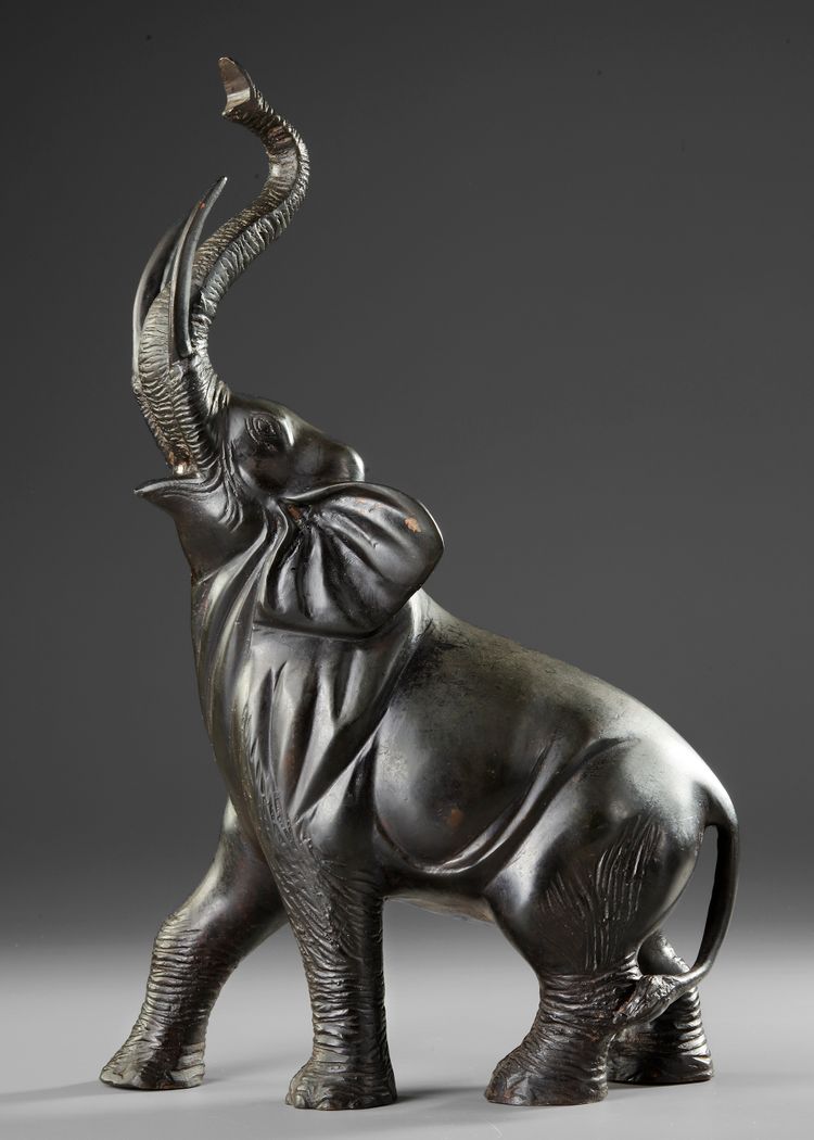 A JAPANESE BRONZE ELEPHANT, MEIJI PERIOD (1868-1912)