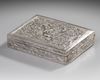 A CHINESE SILVER BOX WITH A BAS RELIEF FIGURE OF A PHOENIX, 19TH CENTURY