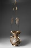 A MAMLUK-STYLE SILVER INLAID BRASS MOSQUE LAMP, SYRIA OR EGYPT 19TH CENTURY