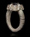 A CHINESE IRON STONE SEAL SILVER RING