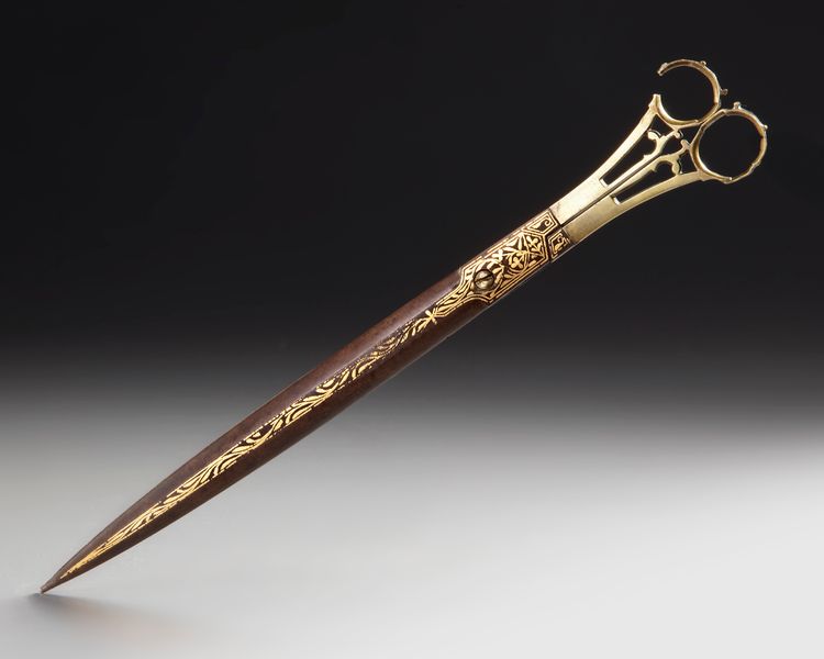 A PAIR OF OTTOMAN DAMASCENED STEEL SCISSORS, TURKEY ,19TH CENTURY