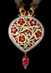A GEM-SET AND ENAMELED GOLD PENDANT, INDIA, CIRCA 19TH CENTURY