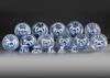 A COLLECTION OF CHINESE BLUE AND WHITE FIVE CUPS AND ELEVEN SAUCERS, 18TH CENTURY