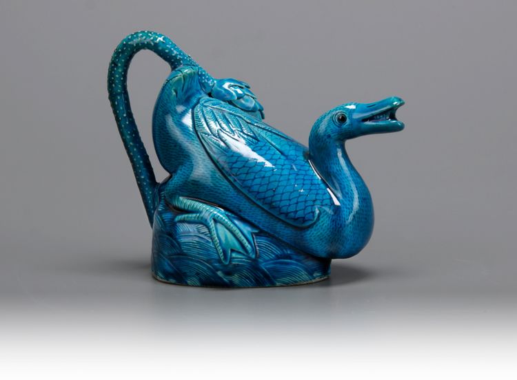 A Chinese Turquoise Wine Pot