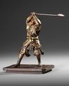 A BRONZE JAPANESE STATUE OF A SAMURAI,  MEIJI PERIOD (1868-1912)