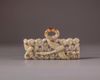 A Chinese celadon jade openwork 'geese' plaque