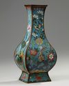 A Chinese cloisonné enamel 'bird and flowers' rectangular-section vase
