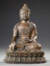 A SINO-TIBETAN BRONZE SEATED BUDDHA,  20TH CENTURY