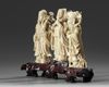 A Chinese carved ivory 'Three Star Gods' group