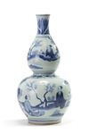 A Chinese blue and white double-gourd vase