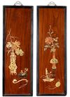 TWO CHINESE SOAPSTONE-EMBELLISHED WOOD PANELS, 20TH CENTURY