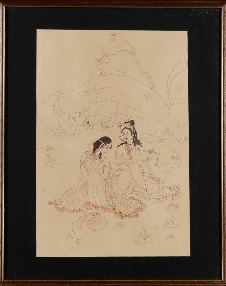 PAKSTAN PAINTING, DEPICTING A ROMANTIC SCENE, 20TH CENTURY