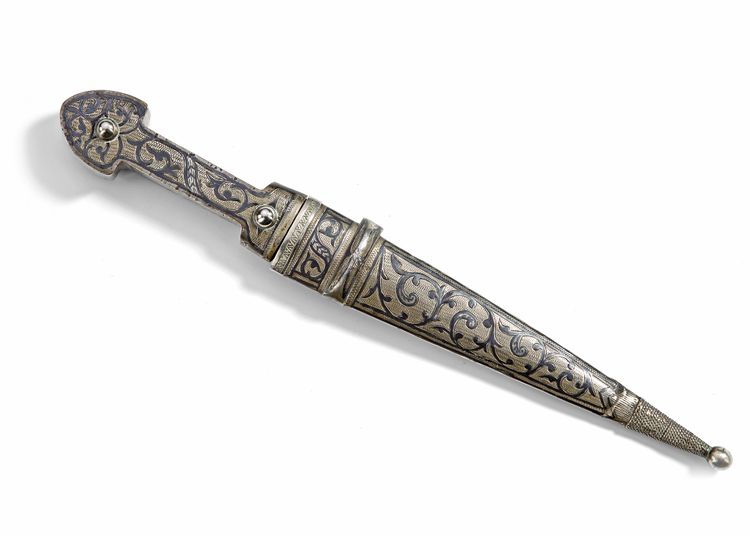 AN OTTOMAN SILVER AND NIELLO DAGGER, 19TH CENTURY