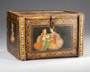 AN INDIAN LACQUERED WOOD BOX, KASHMIR, CIRCA 1900