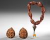 CHINESE CARVED HEDIAU FRUIT NUT BEADS, 19TH CENTURY